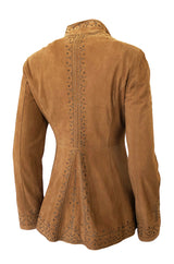 1990s Alberto Ferretti Butter Soft Detailed & Beaded Suede Jacket