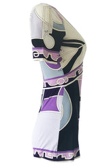 1970s Emilio Pucci Pale Purple Print Silk Jersey One Piece Playsuit