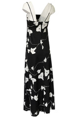 1970s Luis Estevez Black & White Lilly Print Easy to Wear Jersey Dress