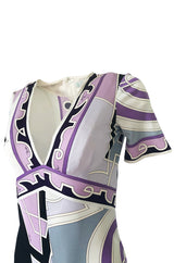 1970s Emilio Pucci Pale Purple Print Silk Jersey One Piece Playsuit