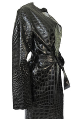 Fall 2017 The Attico 'Maria' Crocodile Embossed Glossed Leather Wrap Coat