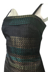 c 1945 Adrian Original Couture Black & Metallic Gold Silk Skirt & Top Dress Set