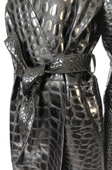 Fall 2017 The Attico 'Maria' Crocodile Embossed Glossed Leather Wrap Coat