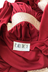 Documented 1980 Bill Tice Plunging Front Red Jersey & Gold Belt Dress
