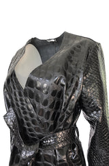 Fall 2017 The Attico 'Maria' Crocodile Embossed Glossed Leather Wrap Coat