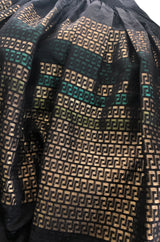 c 1945 Adrian Original Couture Black & Metallic Gold Silk Skirt & Top Dress Set