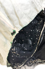 c.1910 Toutmain Paris Hand Beaded & Sequin Black Silk & Net Trained Gown