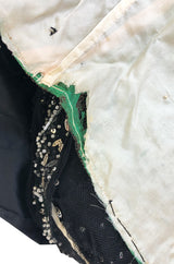 c.1910 Toutmain Paris Hand Beaded & Sequin Black Silk & Net Trained Gown