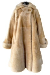 Gorgeous 1980s Christian Dior 'Teddy Bear Soft Thick Faux Fur Swing Tent Flare Coat