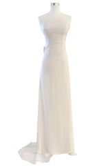 Recent Valentino Ivory Strapless Fitted Bodice Silk Wedding Dress w Train & Back Bow