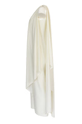 c.1978 Halston One Shoulder Draped Ivory Jersey Full Length Maxi Dress