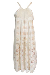 c.1971 Bill Gibb Embroidered Ivory Cotton Gauze Dress & Jacket Set