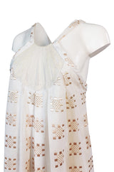 c.1971 Bill Gibb Embroidered Ivory Cotton Gauze Dress & Jacket Set