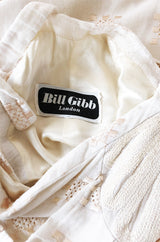 c.1971 Bill Gibb Embroidered Ivory Cotton Gauze Dress & Jacket Set