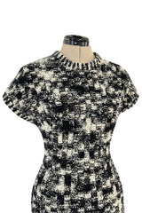 Runway Fall 2011 Chanel by Karl Lagerfeld Black & Ivory Knit Dress w Fringed Open Back