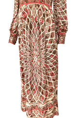 Extraordinary 1960s Emilio Pucci Silk Jersey Intricate Swirl Print Dress