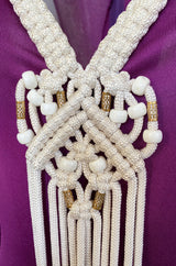 1972 Bob Mackie Ray Aghayan Purple Jersey Dress w Macrame