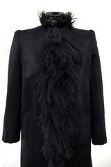 Iconic Fall 2000 Chanel by Karl Lagerfeld Haute Couture Black Silk Tulle Ruffle Evening Coat