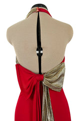 Insanely Good 1980s Giorgio Sant'Angelo Metallic Gold & Red Jersey Dress