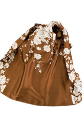 Fall 2000 Valentino Custom Made Haute Couture White Floral Silk Brocade Evening Coat