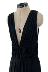 Documented Spring 1986 Yves Saint Laurent Runway Black Jersey Plunge Dress