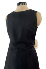 Well Documented Spring 1988 Valentino Haute Couture Silk Dress w Sweeping Dotted Train & Flower