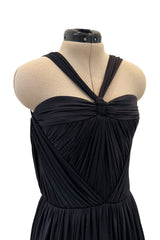 Stunning Fall 2005 Christian Dior by John Galliano Black Pleated Silk Jersey Corseted Dress