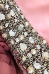 c.1966 Oscar De La Renta Pink Silk Satin & Silver Embellished Dress