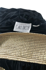 Documented 1980 Bill Tice Plunge Front Black & Gold Backless Halter Dress