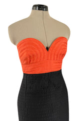 Killer Spring 1989 Gianni Versace Couture Strapless Topstitched Dress W Back Buttons & Cut Out