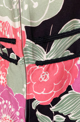 Late 1960s Malcolm Starr Prettiest Huge Pastel Floral Print Silk Dress