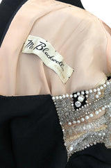 1960s Mr Blackwell Custom Label Crystal, Bead and Pearl Illusion Dress