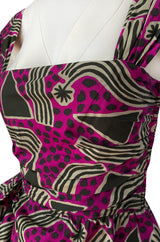 Resort 1983 Yves Saint Laurent Printed Cotton Hip Swag Sarong Dress