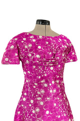 Exceptional Early 1960s Christian Dior by Marc Bohan Pink & White Silk Twill Dress Set
