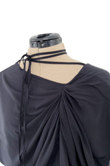 Prettiest 2000s Marni by Consuelo Castiglioni Deep Blue Black Silk Draped Dress