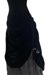 Fall 1998 Christian Lacroix Runway Black Velvet Dress W Signature Puffed Silk Taffeta Underskirt