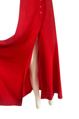 Iconc 1970s Ossie Clark Red Moss Crepe Button Front Halter Dress