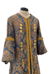 Remarkable Late 1800s Charles H. Fox Theatre Costume Gold & Blue Brocade Great Coat