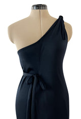 Versatile 1970s Loris Azzaro Multi Tie - One Shoulder or Halter - Black Jersey Dress