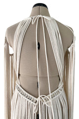 Spectacular Vintage Unlabeled Hand Made Rope & Silver Metal Bead Macrame Overpiece Dress