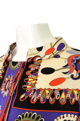 1960s Emilio Pucci Printed Silk Dress w Coppola e Toppo Tassel Belt