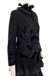 Documented Fall 1994 Valentino Haute Couture Hand Beaded & Pleated Top, Skirt & Jacket Suit Set