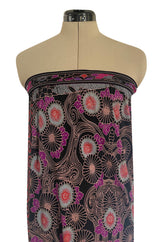 Beautiful 1970s Leonard Strapless Printed Silk Jersey Dress w Matching Silk Chiffon Cape