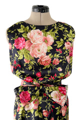 Gorgeous 1950s Fused Chenille Flowers on Silk Dress w Ostrich Feather Trim Jacket