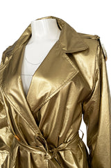 1980s Christian Dior Gold Coated Metallic Oversized Trench Coat