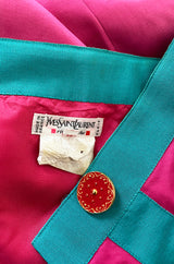 Spring 1993 Yves Saint Laurent Pink & Turquoise Enamel Button Dress