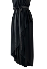 Easy to Wear 1970s Halston Black Jersey One Shoulder High Low Dress