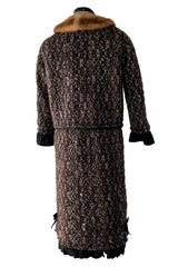 Fall 2010 Louis Vuitton by Marc Jacobs Tweed & Silk Dress w Matching Mink Trimmed Jacket