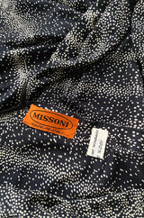 Spring 1976 Missoni Black & White Dot Print Liquid Jersey Plunge Bare Back Dress