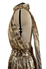 Spring 2012 Salvatore Ferragamo Runway Metallic Gold Silk Chiffon Animal Print Dress